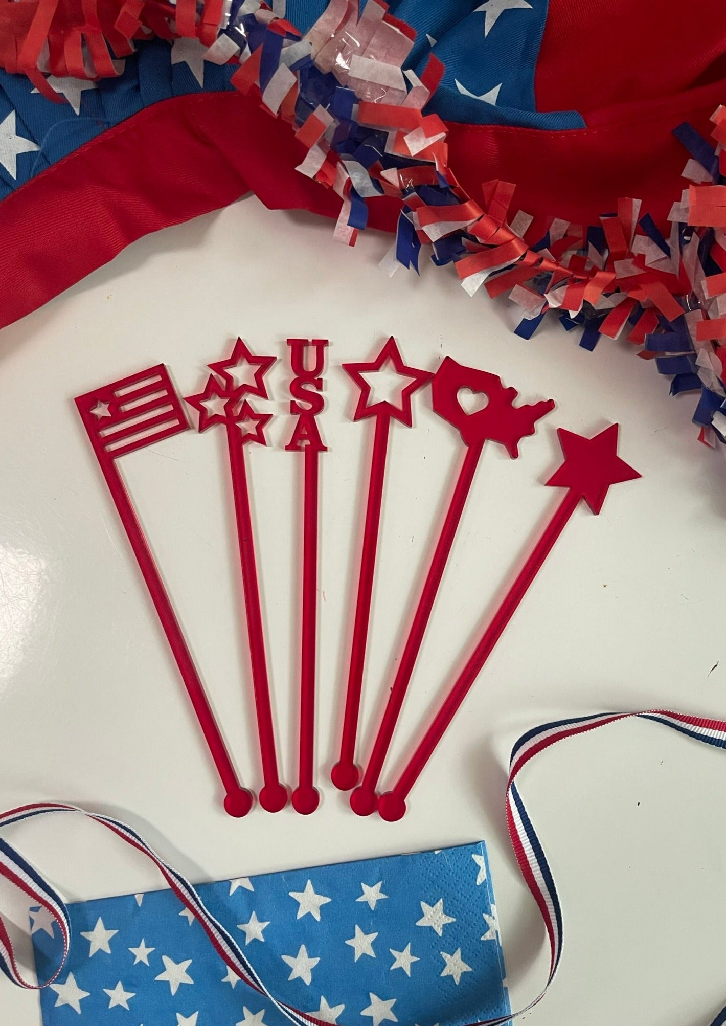 Patriotic Swizzle Sticks