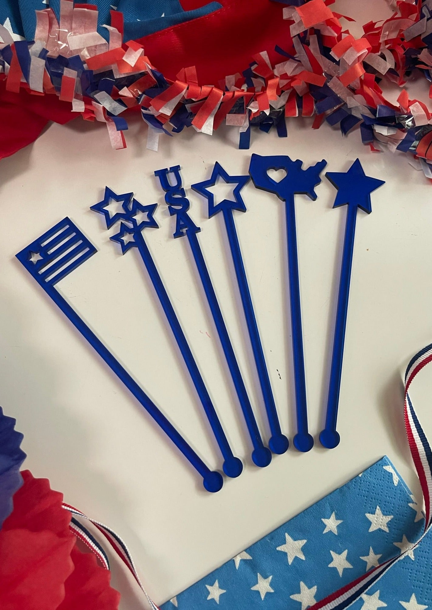 Patriotic Swizzle Sticks
