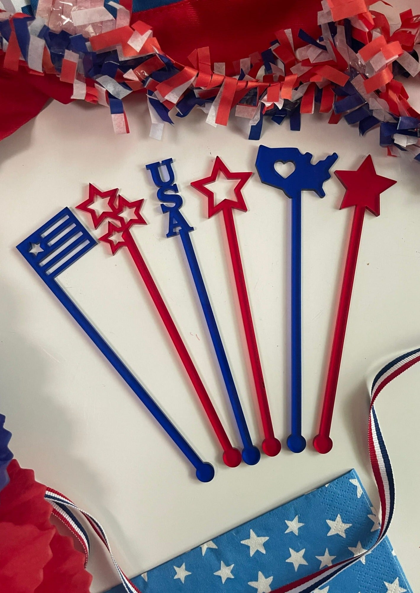 Patriotic Swizzle Sticks