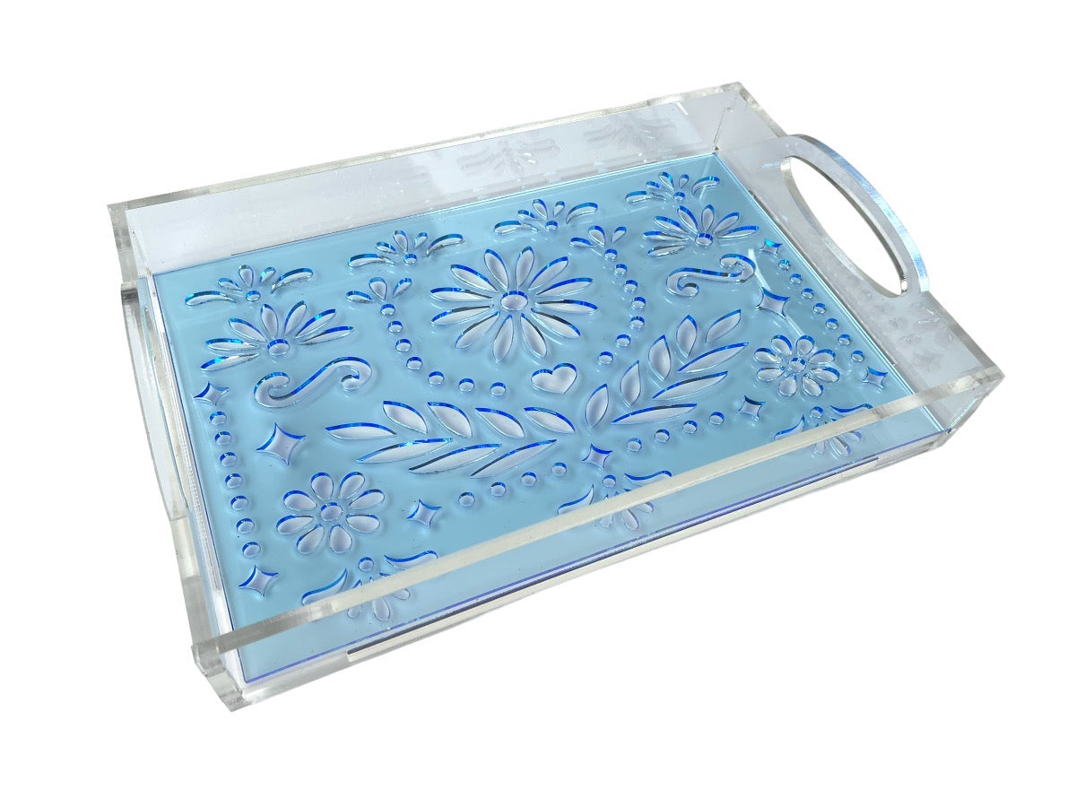 Acrylic Tray with Papel Picado Insert - Small