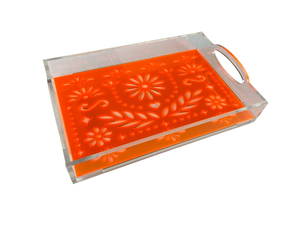 Acrylic Tray with Papel Picado Insert - Small