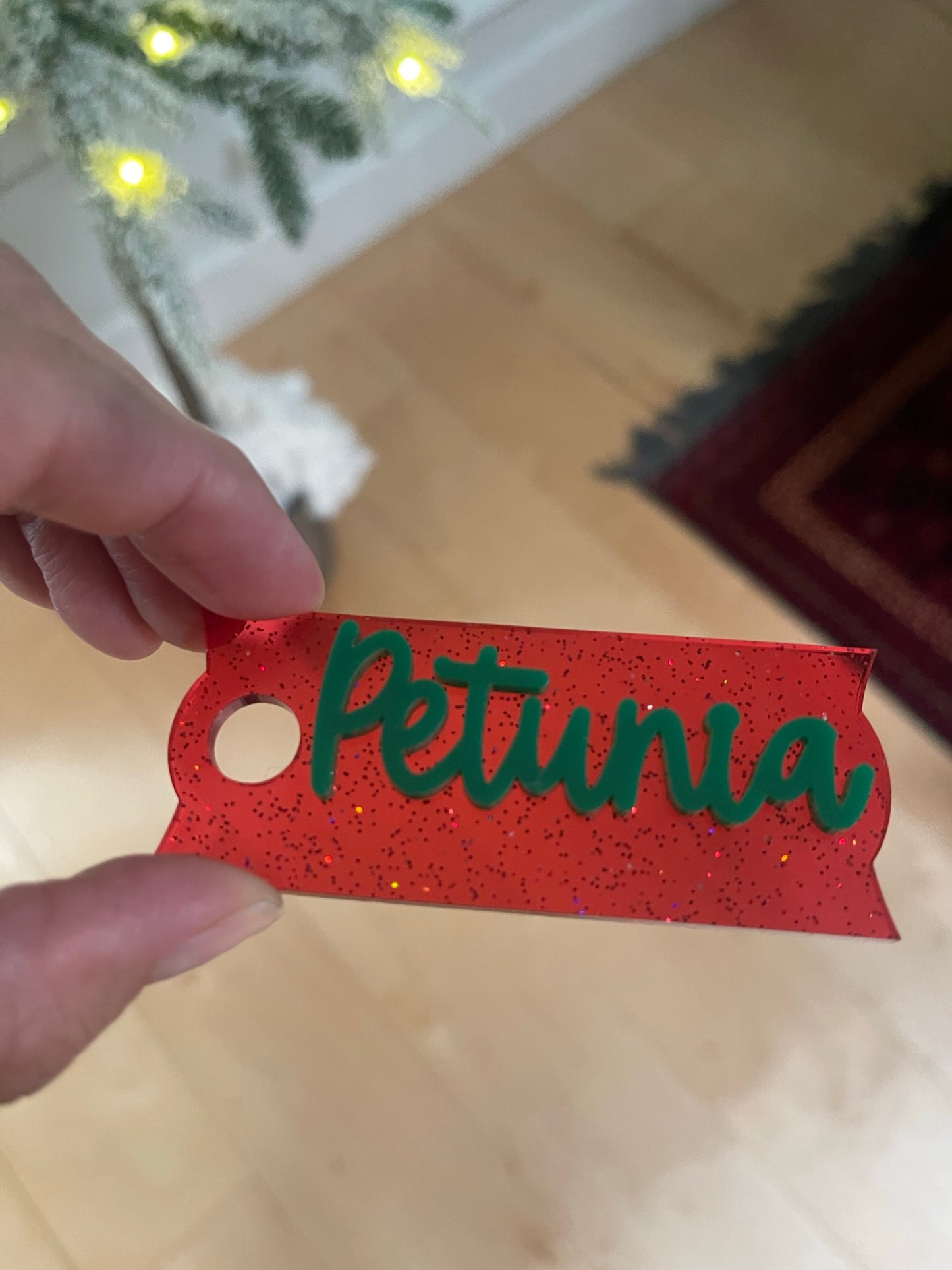 Personalized Red Glitter Cup Topper