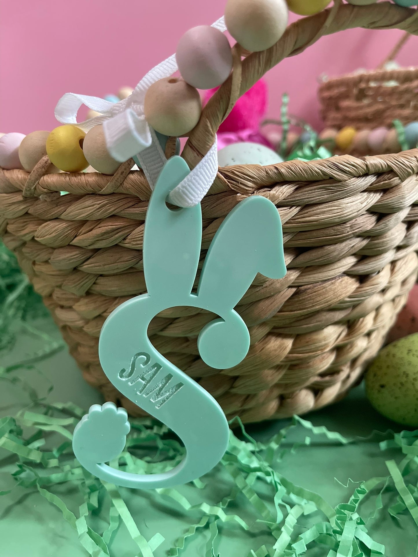 Easter Basket Tag Initial with Bunny Ears