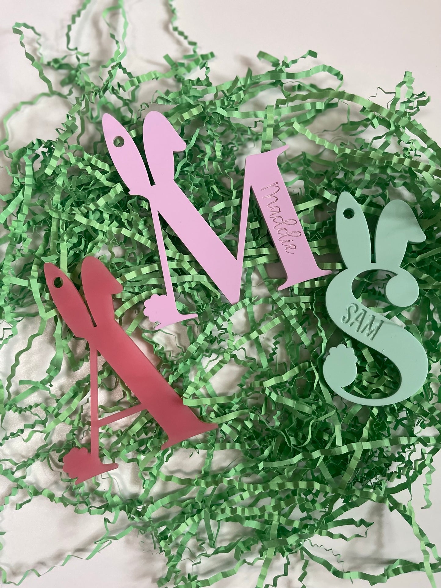 Easter Basket Tag Initial with Bunny Ears